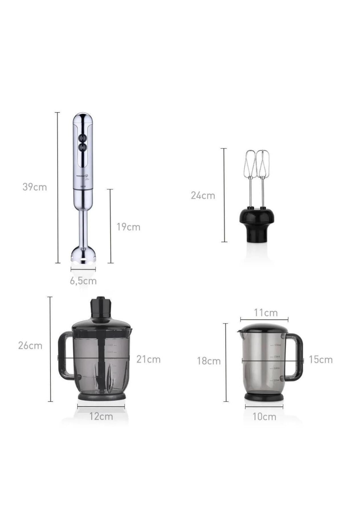 Korkmaz Mia Mega 4'ü 1 Arada Blender Seti | Doğrama, Çırpma, Öğütme